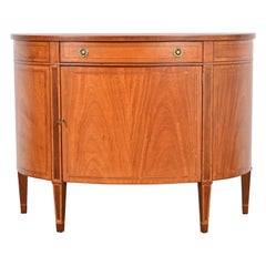 Baker Furniture Federal Mahogany and Satinwood Demilune Cabinet, Refinished