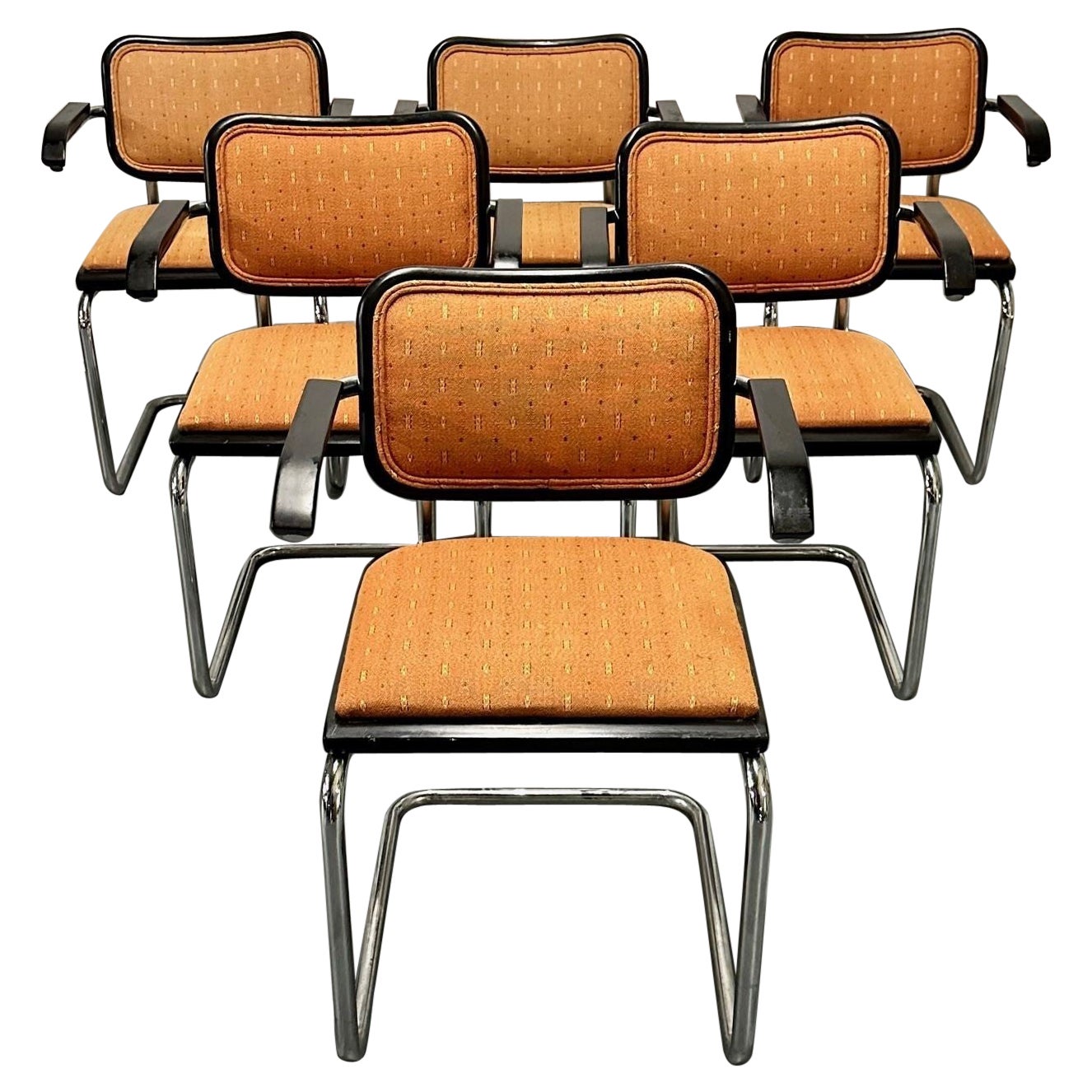 Six Mid-Century Modern Marcel Breuer for Knoll Cesca Chairs, Lacquer, 1960s