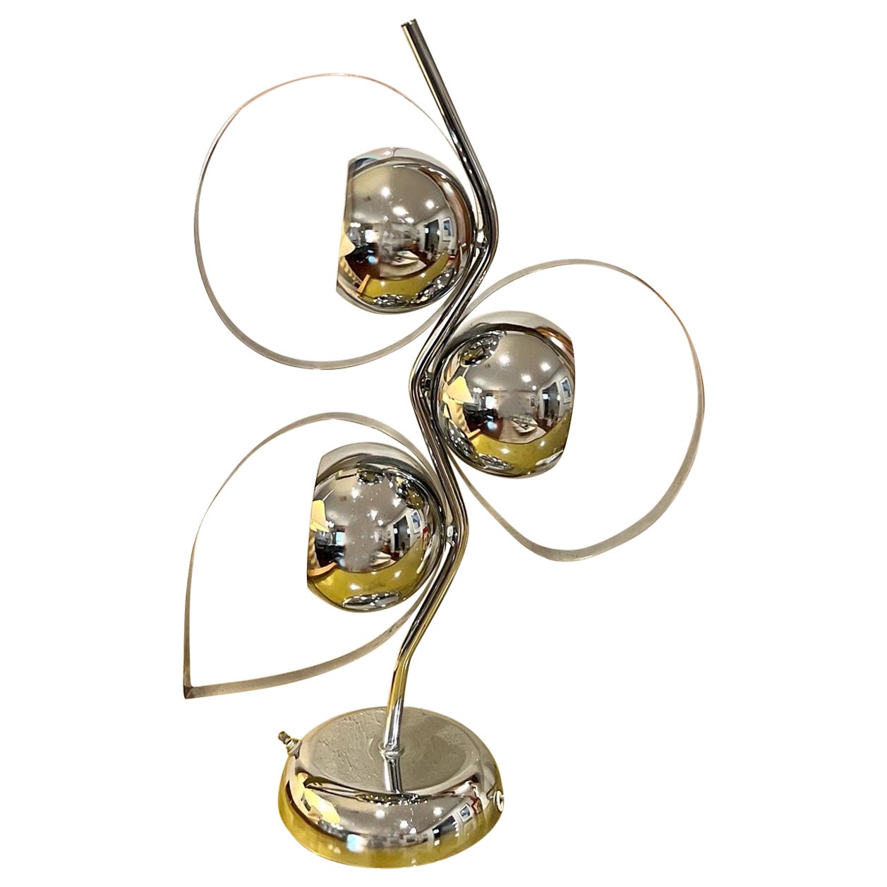 Iconic Mid-Century Modern Chrome Orb Space Age Waterfall Table Lamp