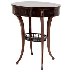 Oval Empire Sewing Table with Thread Inlays, circa 1810