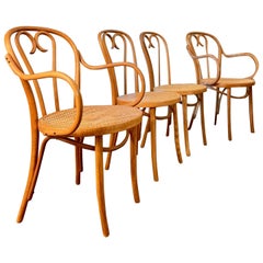 Lot de 4 chaises vintage en rotin Thonet Sweetheart, de style moderne du milieu du siècle dernier