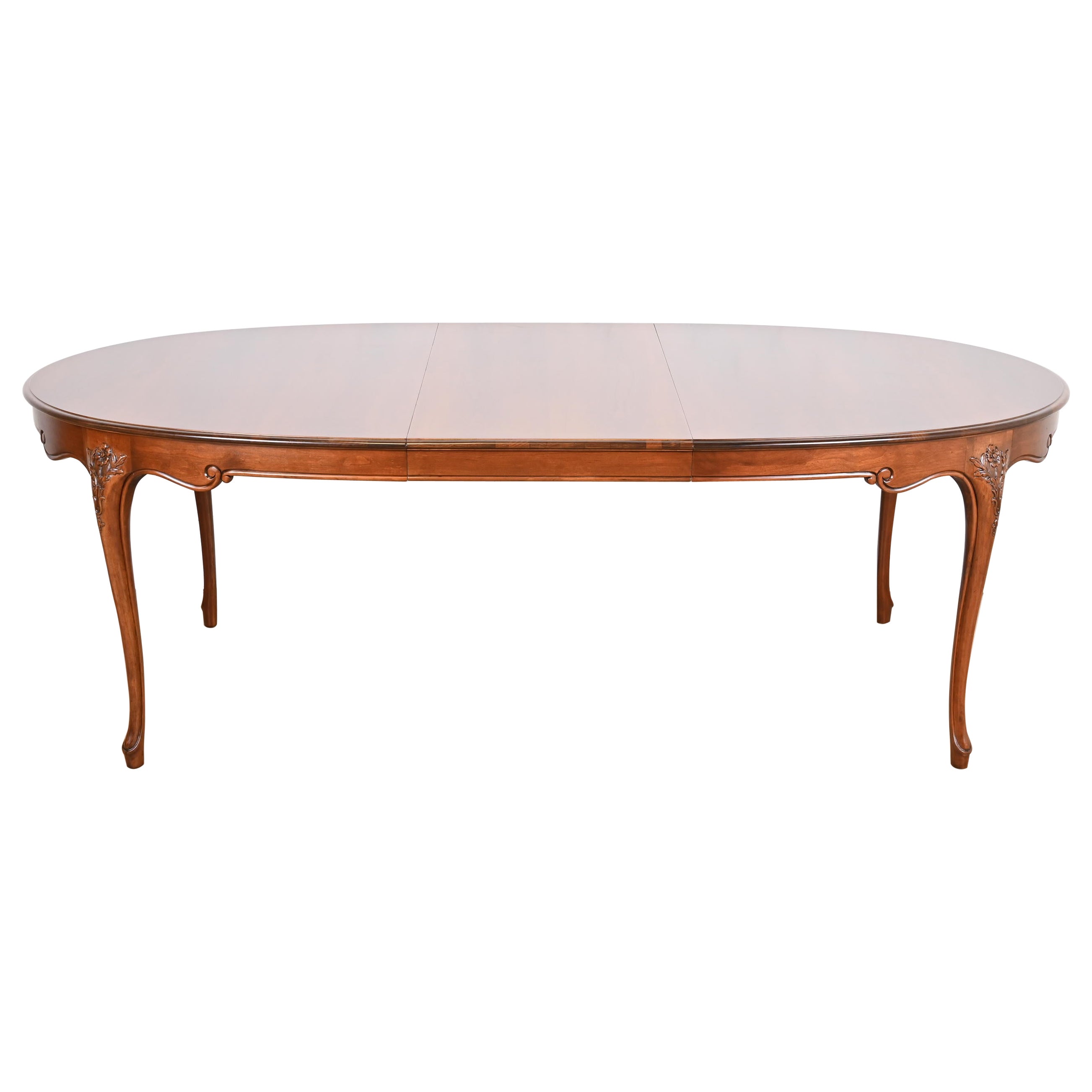 Baker Furniture French Provincial Louis XV Cherry Wood Dining Table, Refinished