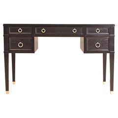 Baker Furniture French Regency Black Lacquered Writing Desk, Newly Refinished