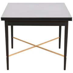 Paul McCobb Connoisseur Collection Black Lacquer and Brass Flip Top Dining Table