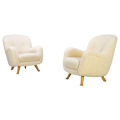 Scandinavian Modern Pair of Club Chairs by Berga Mobler Sweden, no 2