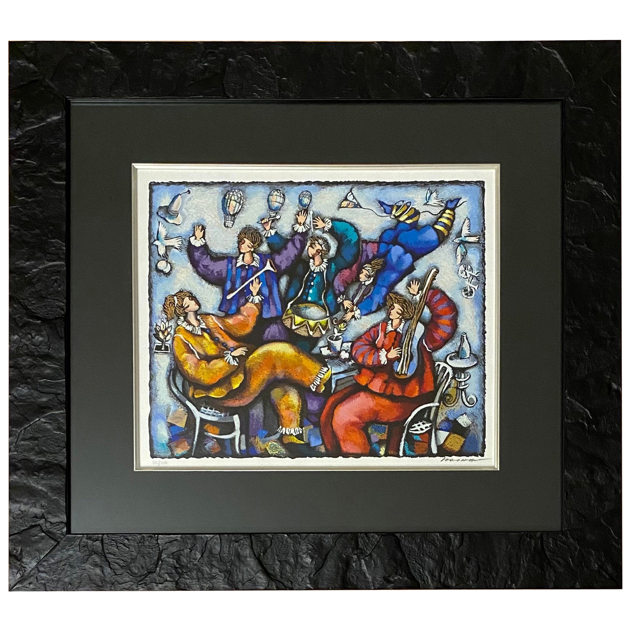 Michael Kachan Color Lithograph depicts Music and Happy Hour For Sale