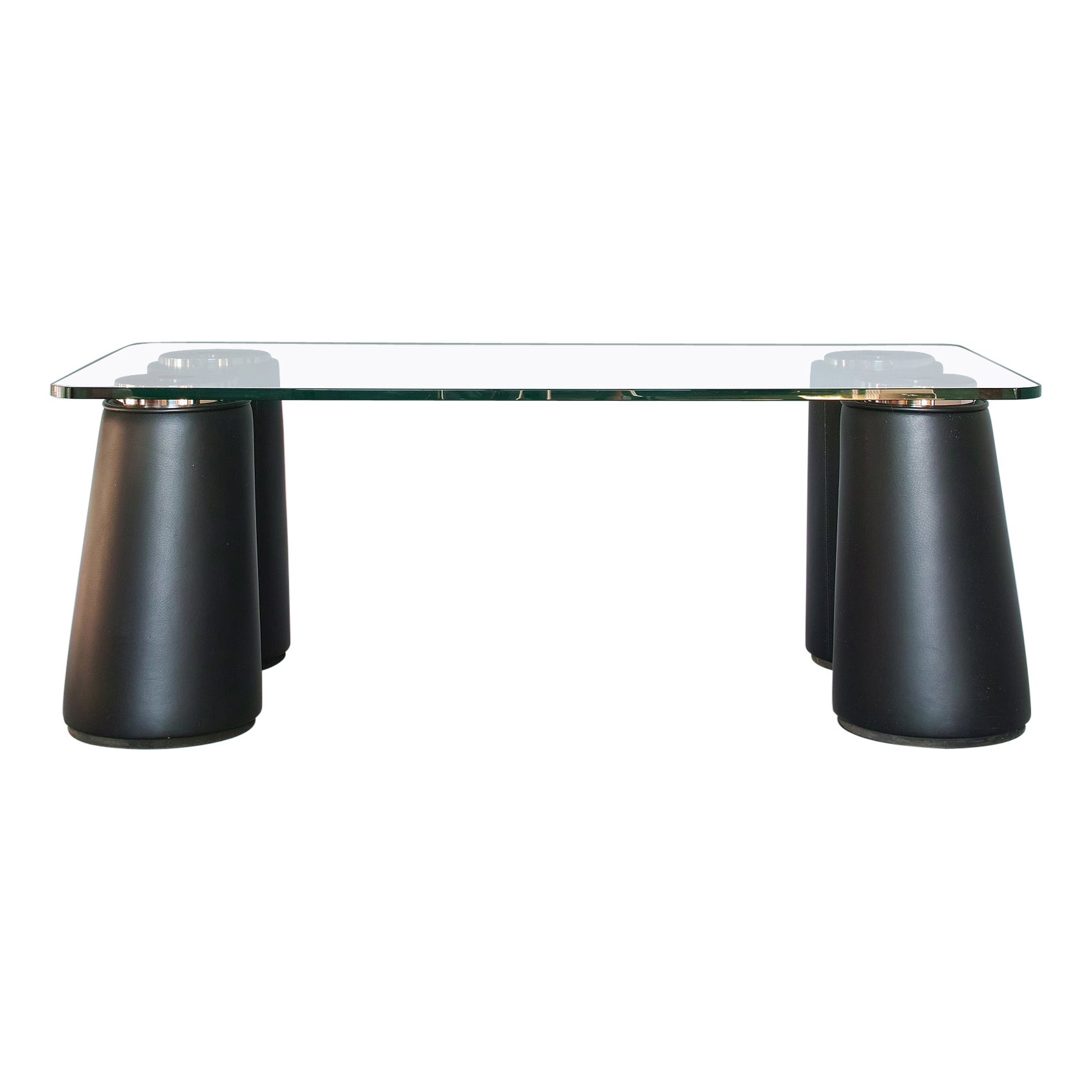 Emilio Ambasz Leather & Glass "NuAGE" Coffee Table for Poltrona Frau For Sale