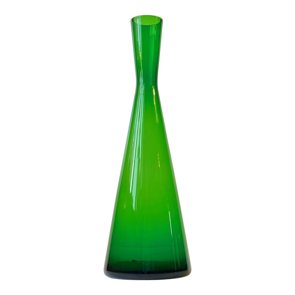 Green Danish Diablo Glass Vase by Per Lütken for Holmegaard, 1960s