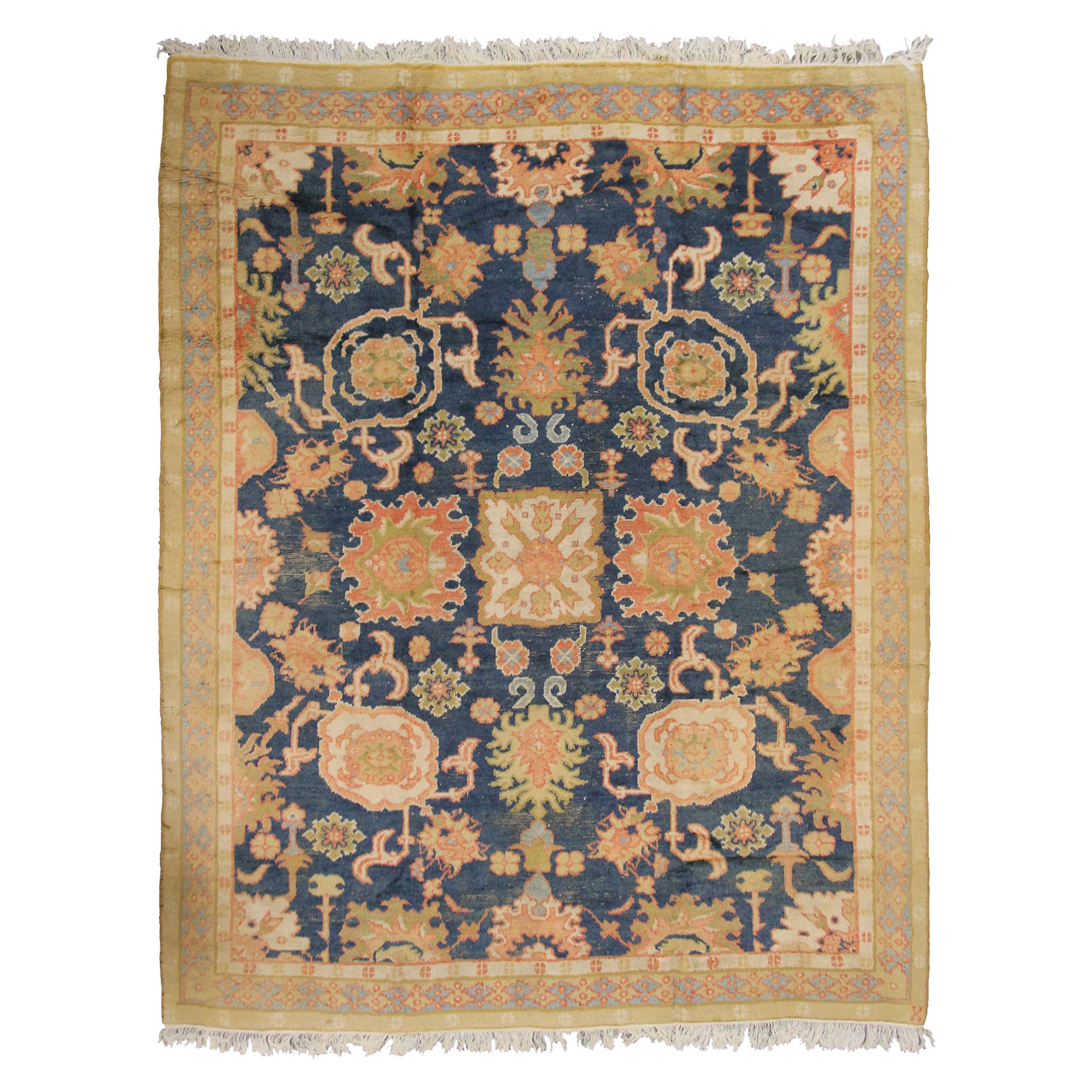 Türkischer Oushak handgefertigter Oushak geometrischer Overall-Teppich im Vintage-Stil, 8x10 im Angebot