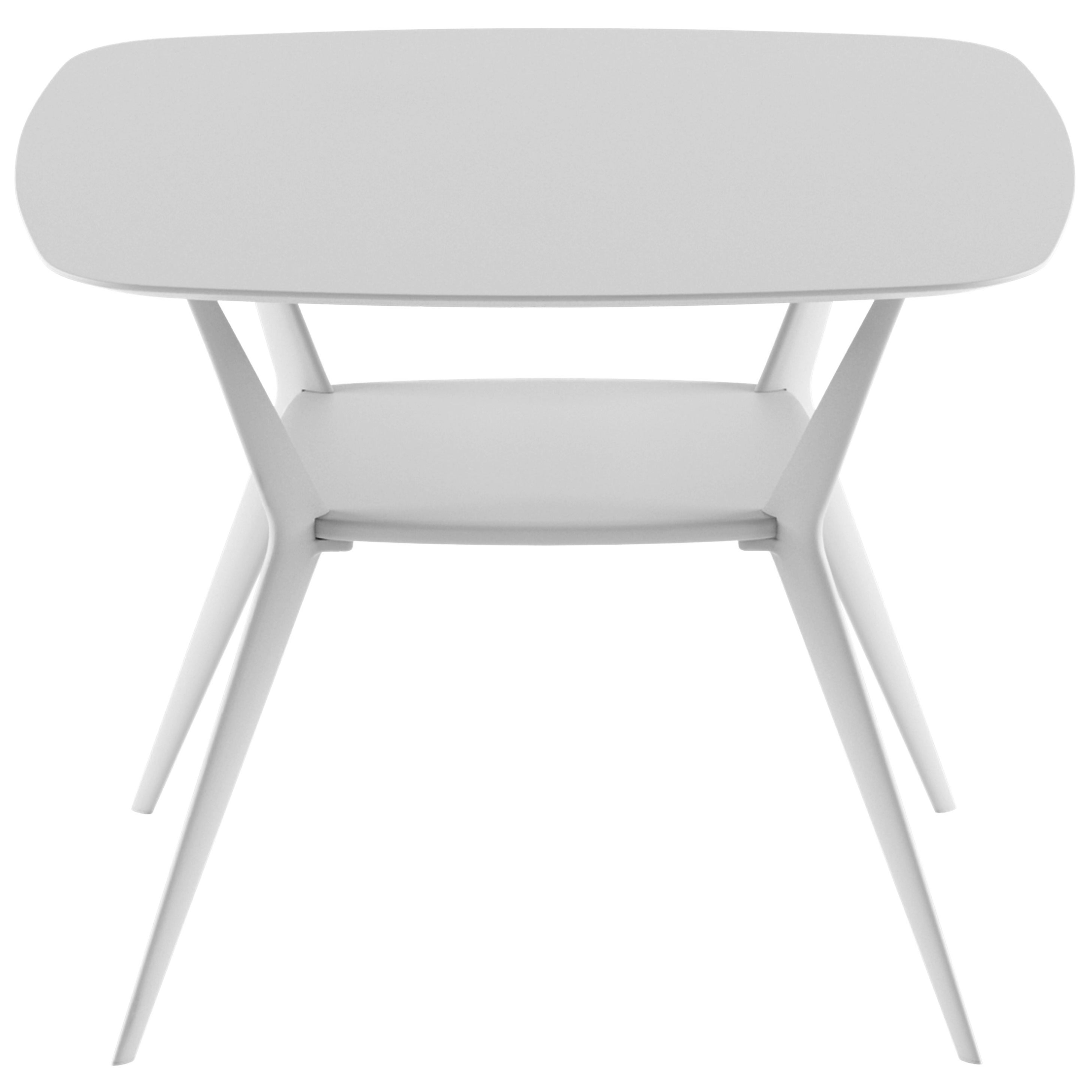 Alias B02 Biplane XS 60x60 Outdoor Table in White Top and Lacquered Frame For Sale