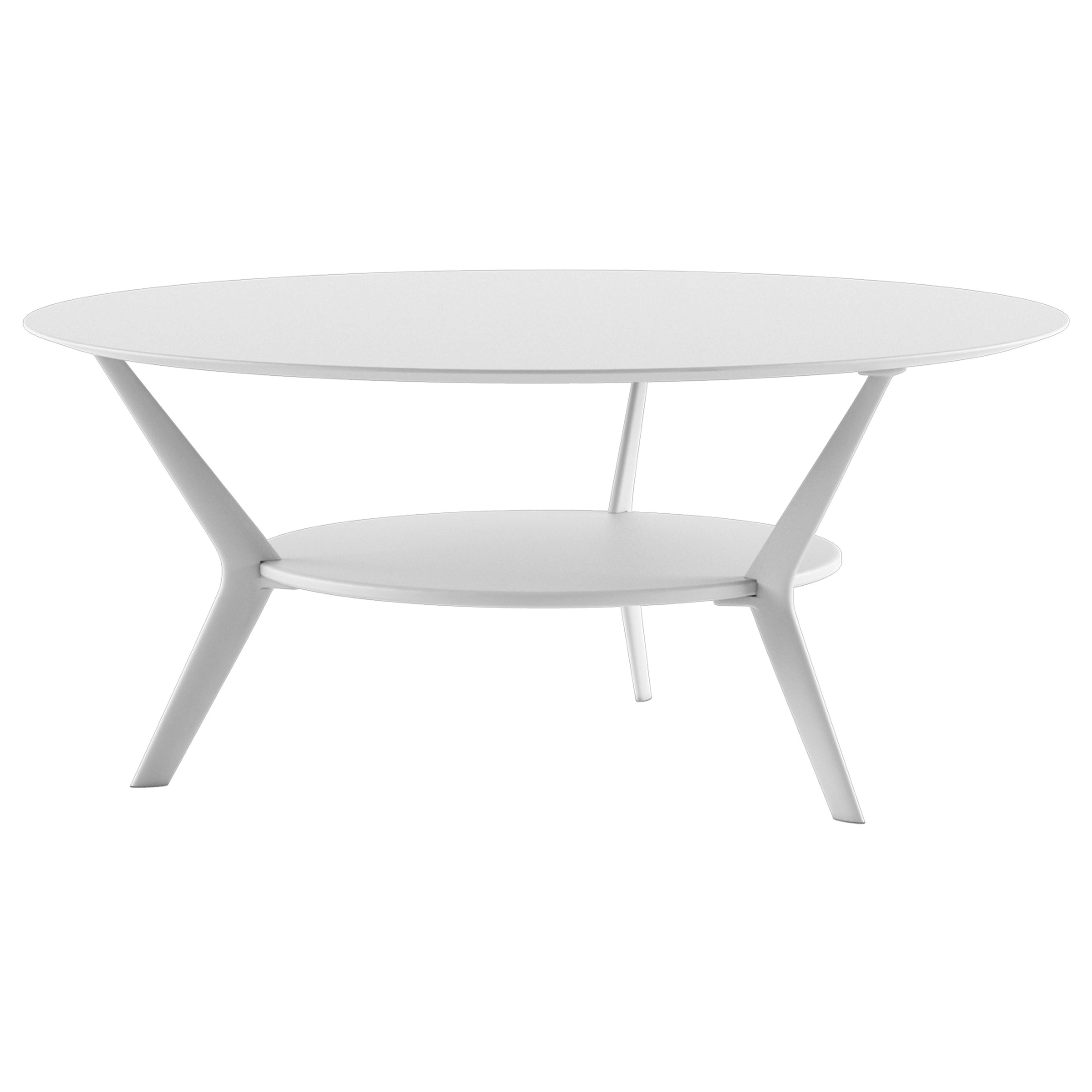 Alias B03 Biplane XS Ø80 Outdoor Table in White Top and Lacquered Frame For Sale
