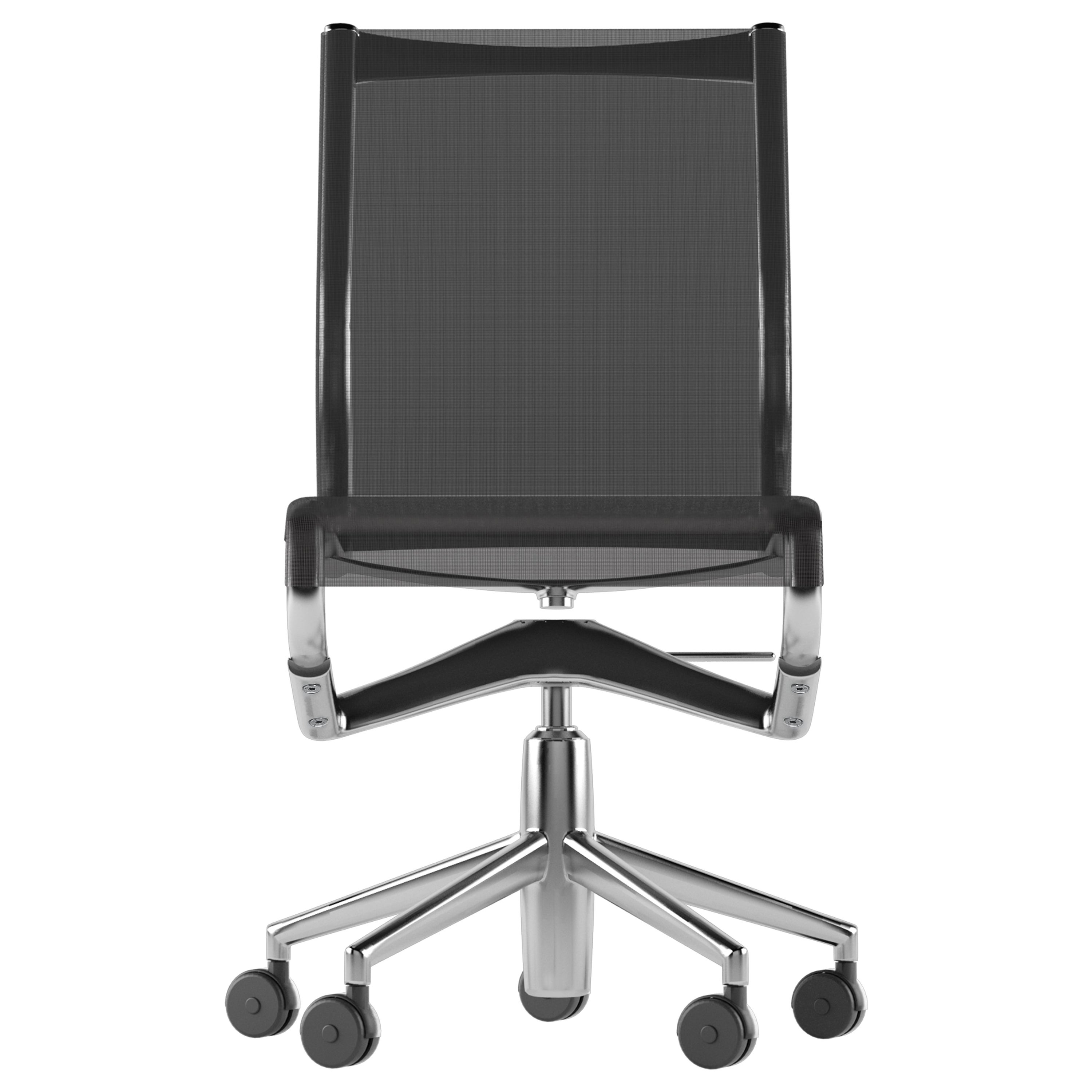 Alias 432 Rollingframe 44 Stuhl aus Metallic-grauem Mesh und verchromtem Aluminiumgestell