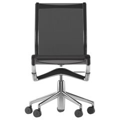 Sedia Alias 432 Rollingframe 44 in rete grigio metallizzato e struttura in alluminio cromato