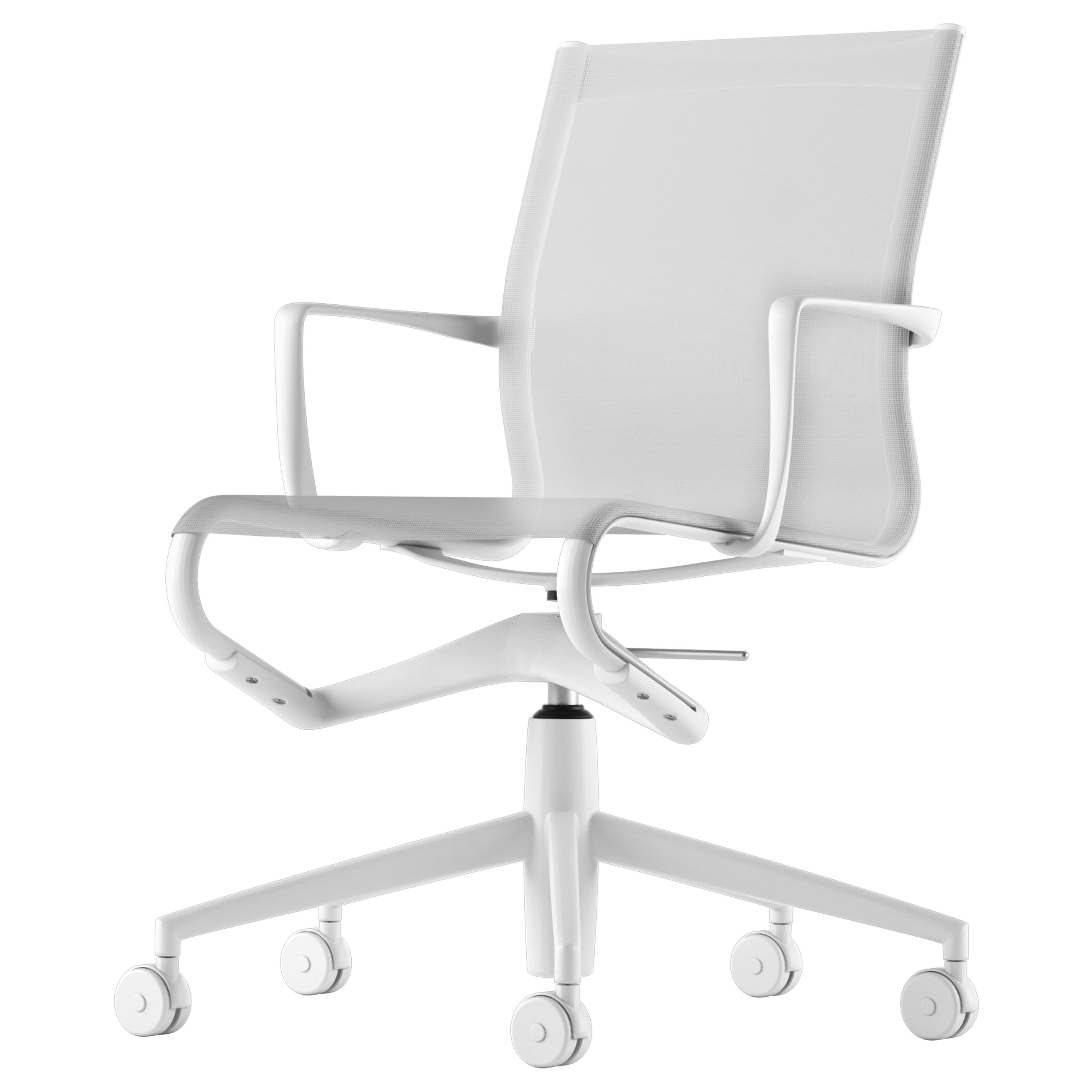Alias 434 Rollingframe 44 Stuhl in weißem Mesh mit lackiertem Aluminiumrahmen im Angebot