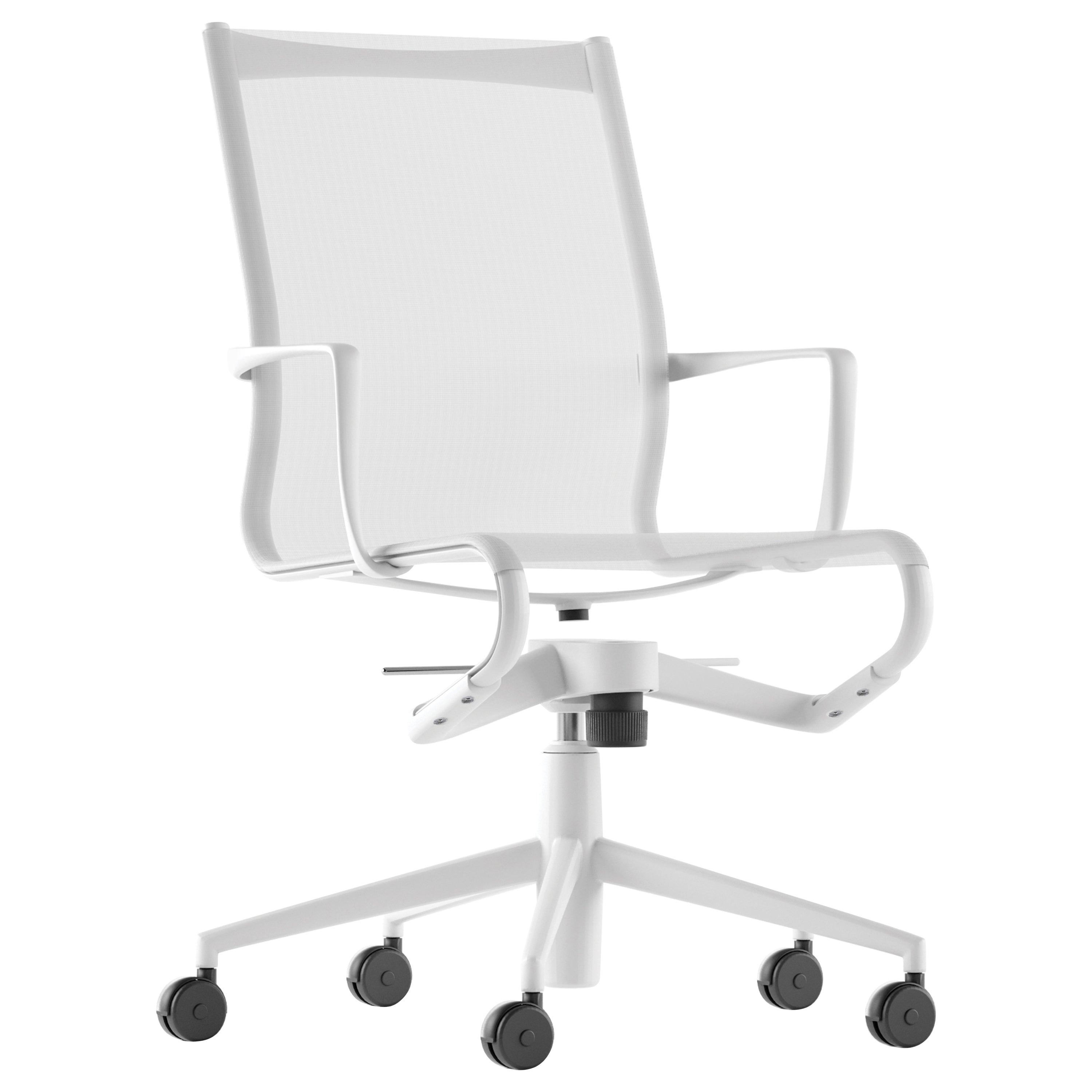 Alias 445 Rollingframe+ Tilt 47 Stuhl aus weißem Mesh und lackiertem Aluminiumrahmen