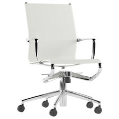 Alias 445 Rollingframe+ Tilt 47 Stuhl mit weißem Sitz und verchromtem Aluminiumrahmen