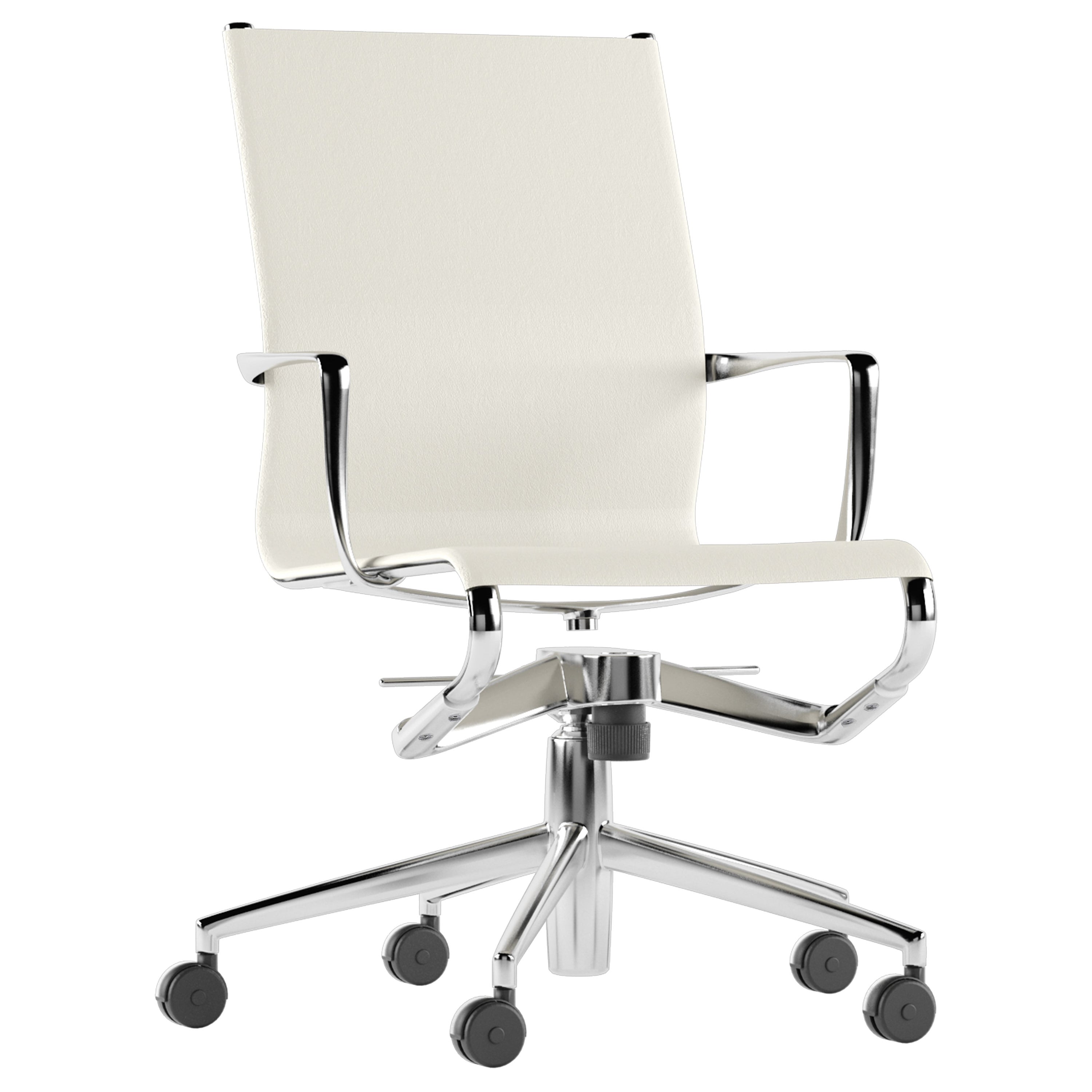 Alias 445 Rollingframe+ Tilt 47 Chair in White with Chromed Aluminum Frame For Sale
