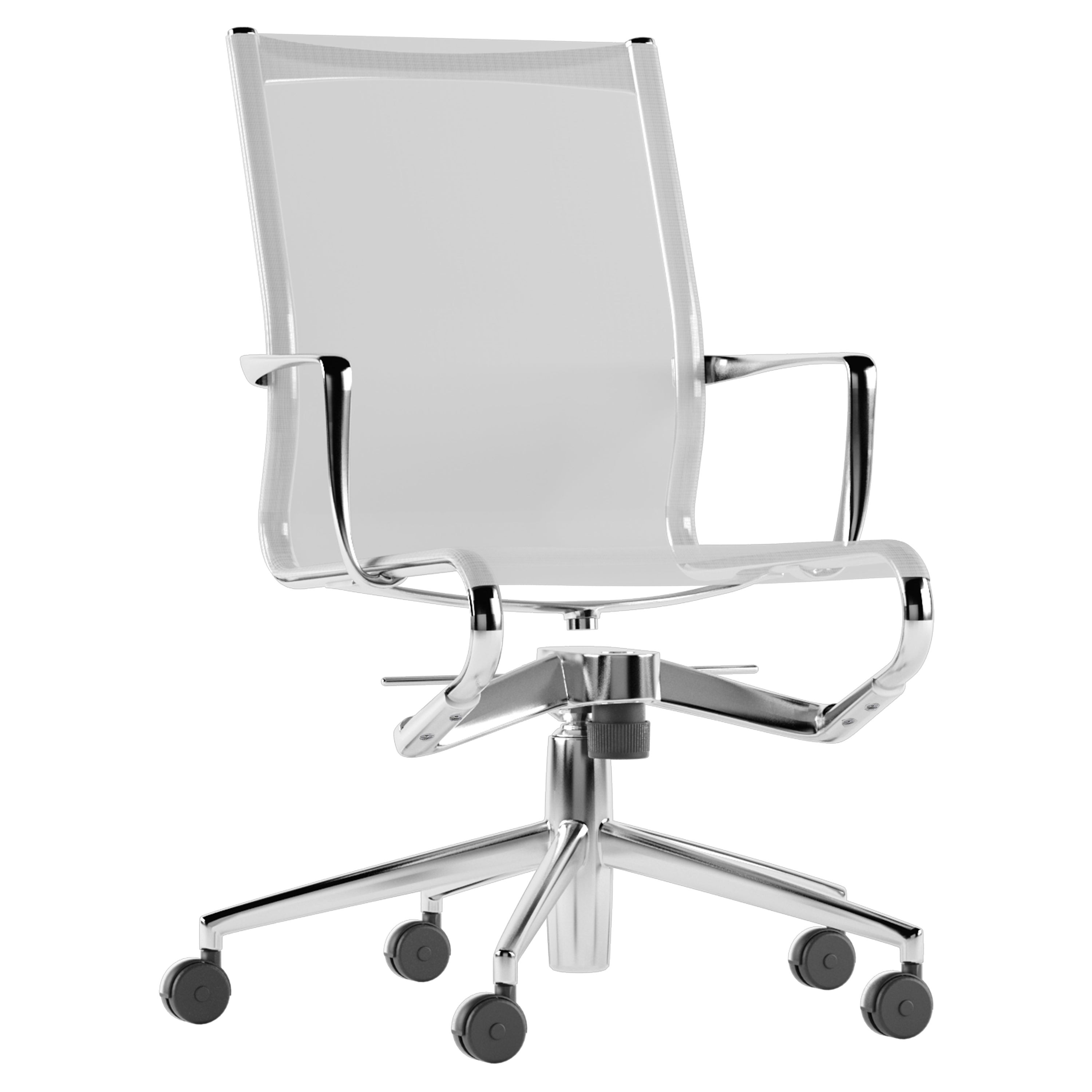 Alias 445 Rollingframe+ Tilt 47 Chair in White Mesh with Chromed Aluminum Frame For Sale