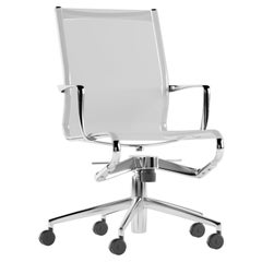 Alias 445 Rollingframe+ Tilt 47 Stuhl aus weißem Mesh mit verchromtem Aluminiumrahmen