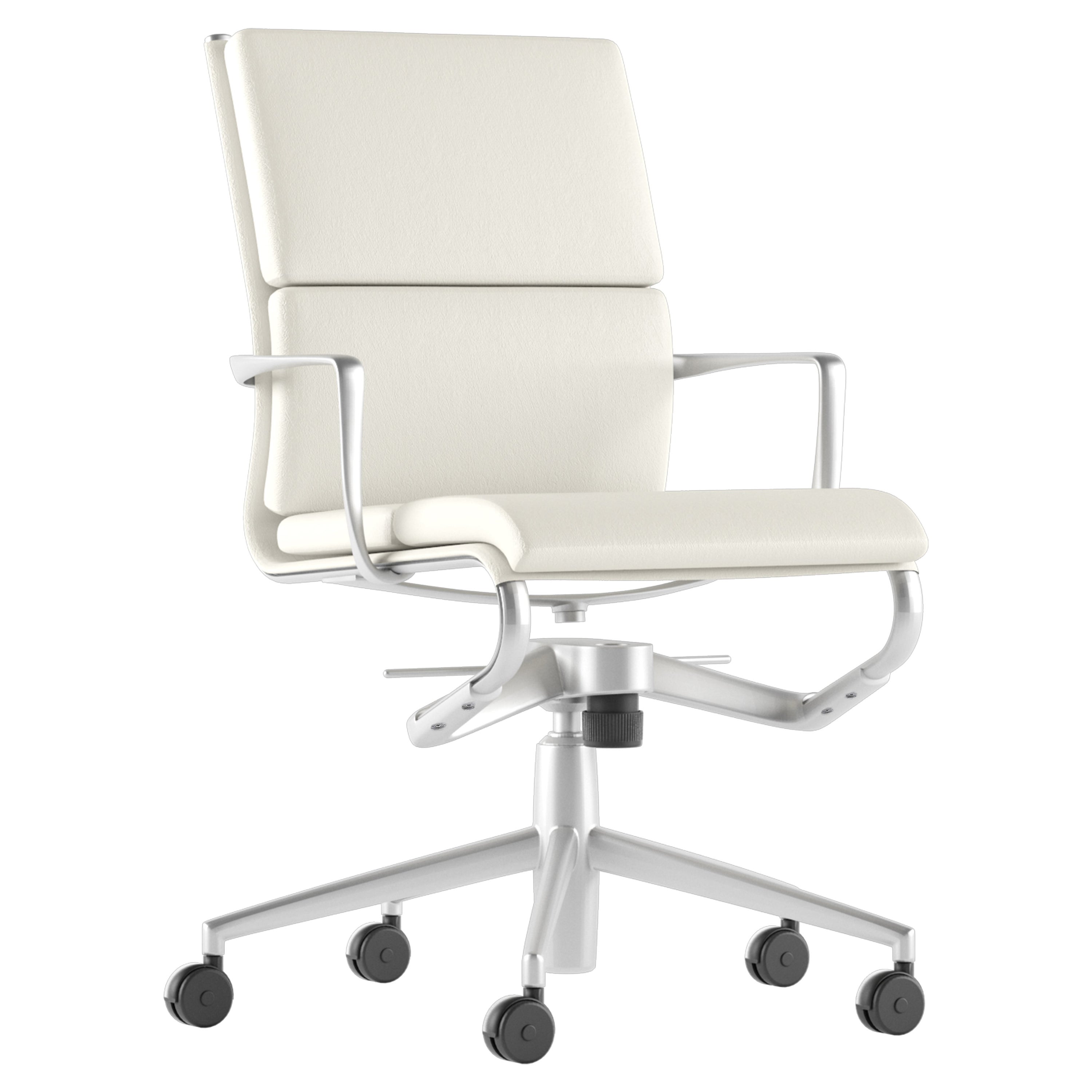 Alias 453 Rollingframe+ Tilt 47 Soft Chair in White with Polished Aluminum Frame For Sale