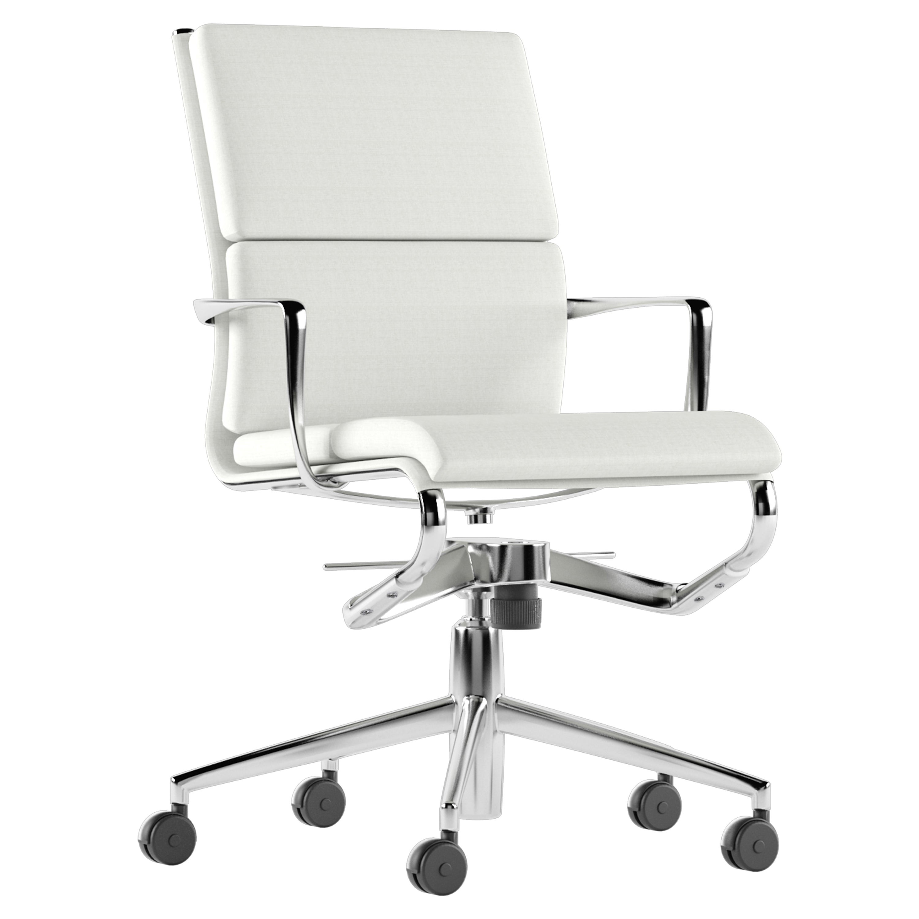Alias 453 Rollingframe+ Tilt 47 Soft Chair in White with Chromed Aluminum Frame For Sale