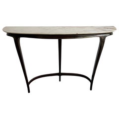 Table console en bois et marbre de style mi-siècle moderne de Mobili Cantu, Italie, années 1950