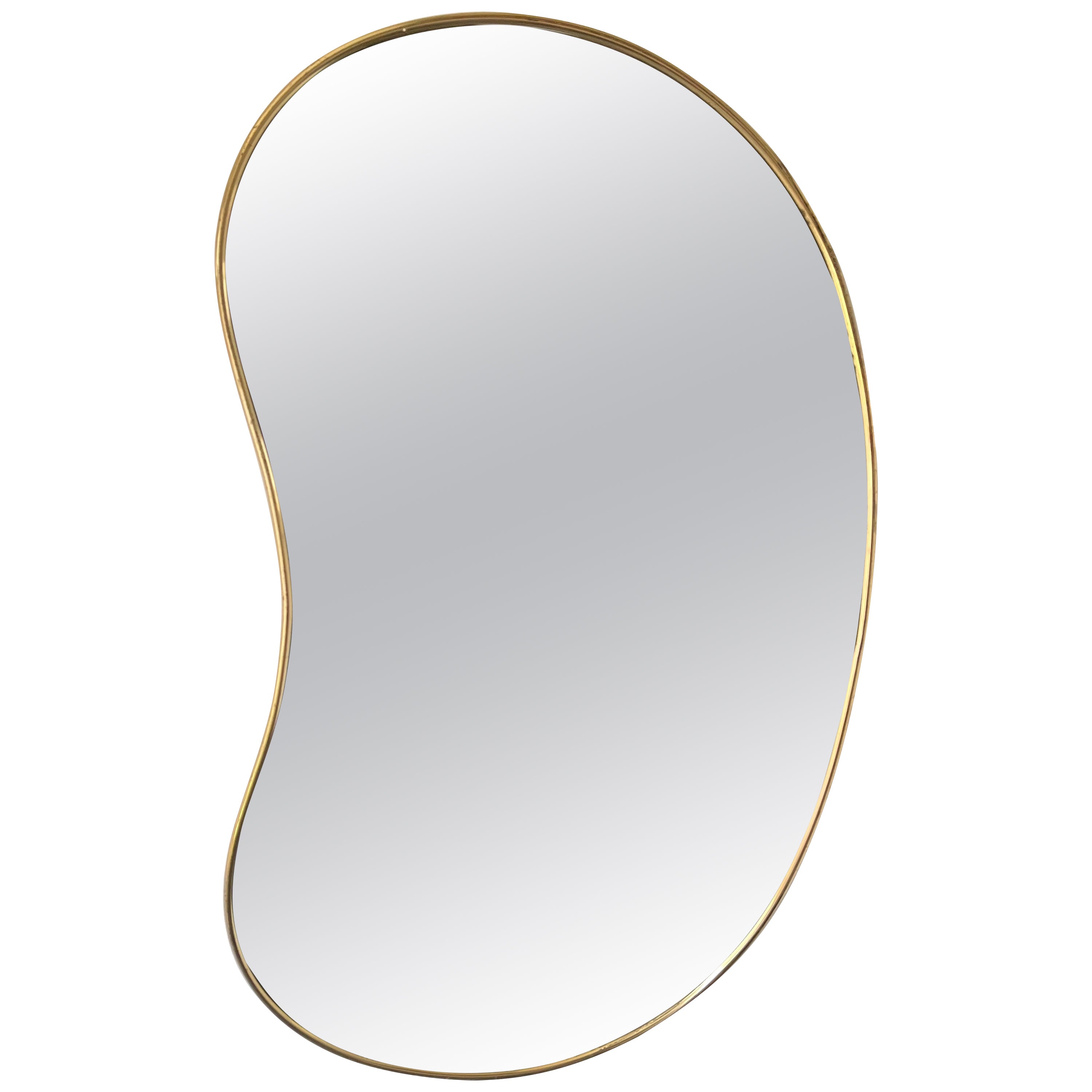 Brass Free Form Haricot Mirror. Italy, 1950s