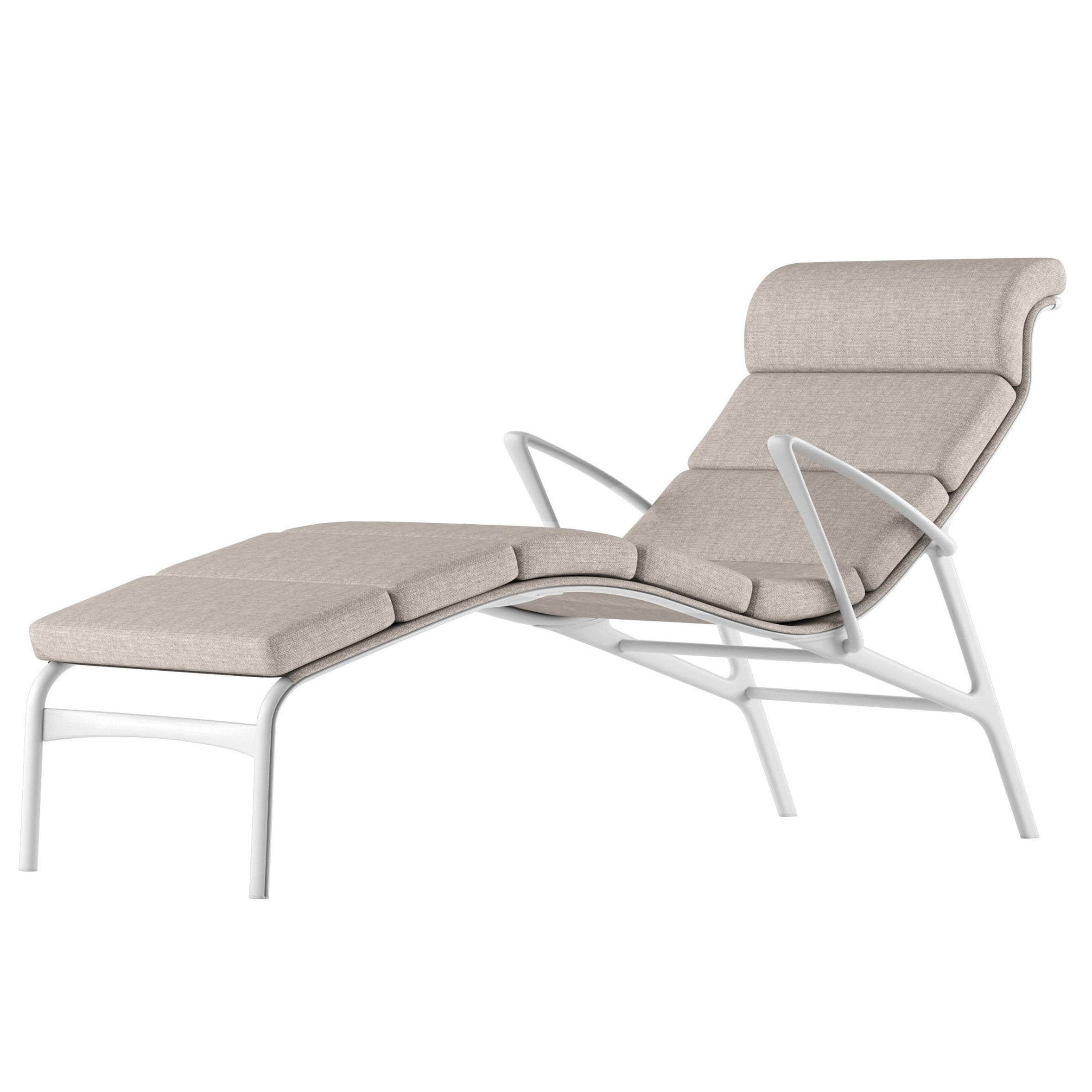 Alias 415 Chaise longue à cadre long avec accoudoirs en assise beige et cadre laqué en vente