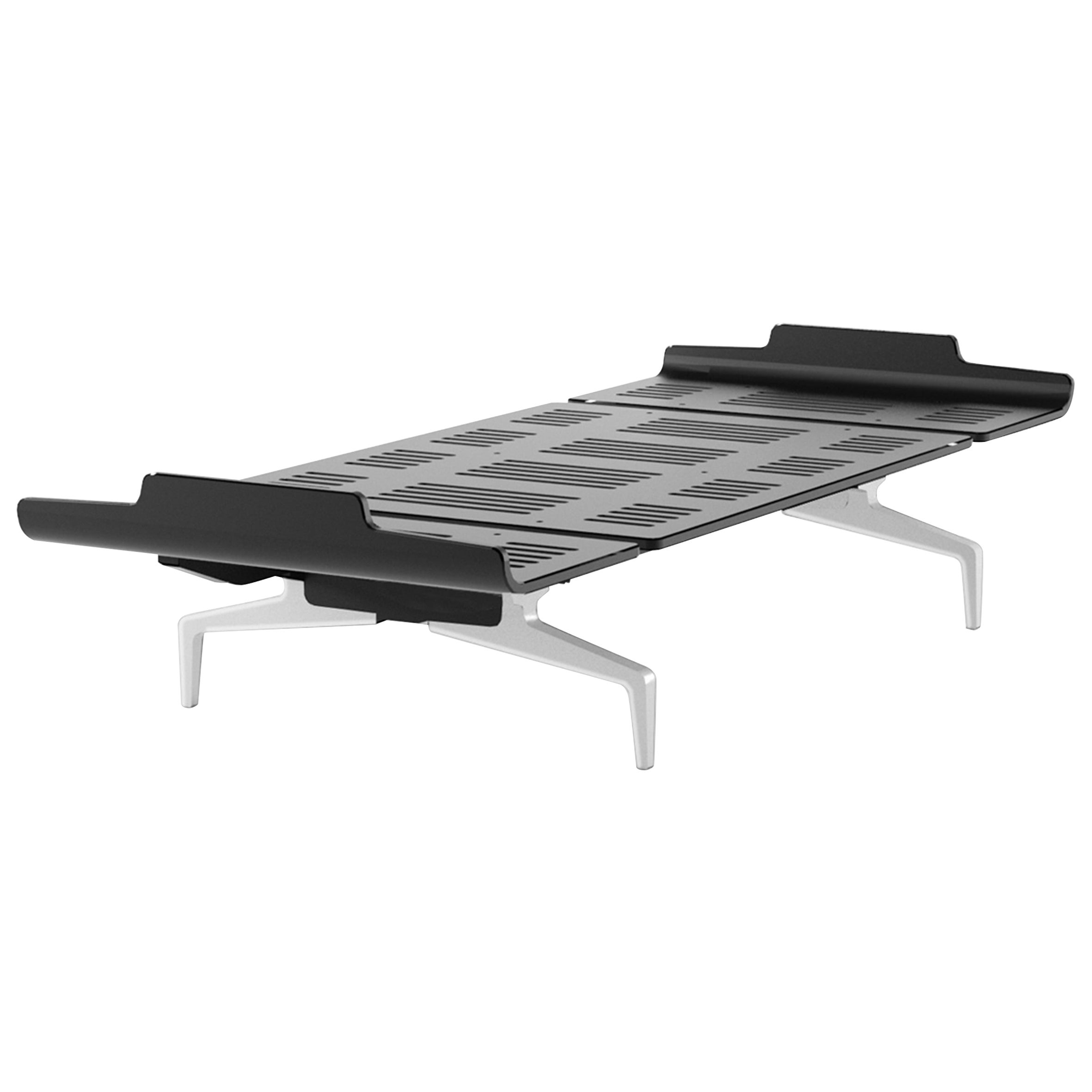 Alias Medium LL1 Legnoletto Bed in Black Matt Lacquer with Aluminium Frame (Lit Legnoletto Alias Medium LL1 laqué noir mat avec cadre en aluminium)