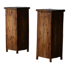Patinated Bamboo & Rattan Lamp or Plant Stands
