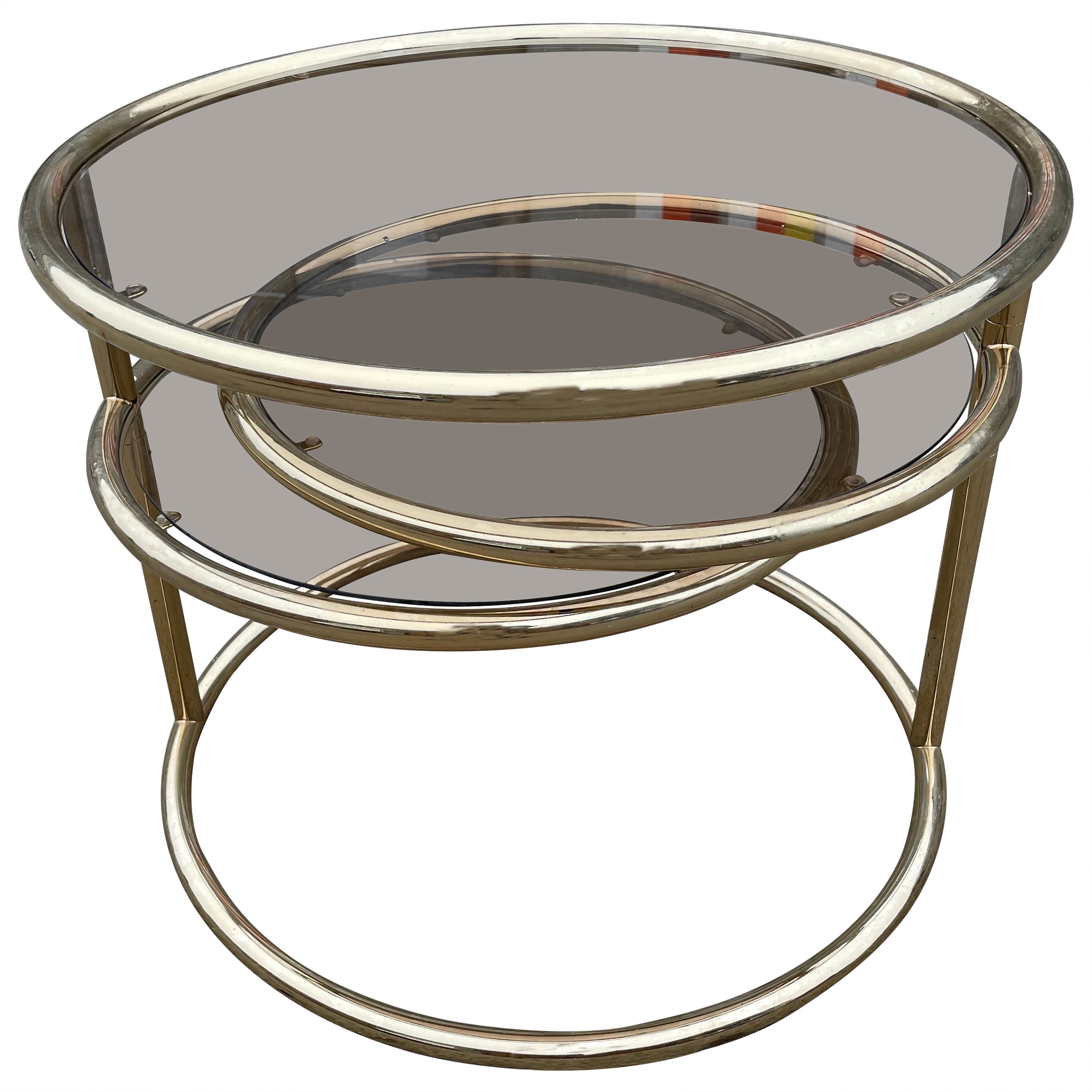 1970'S Vintage Italienisch Swirveltable von Morex im Stil von Milo Baughman im Angebot