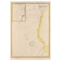 Große antike Karte der Westküste von Celebes, Sulawesi, Indonesien