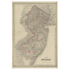 Antique Colton's Map of New Jersey in the United States