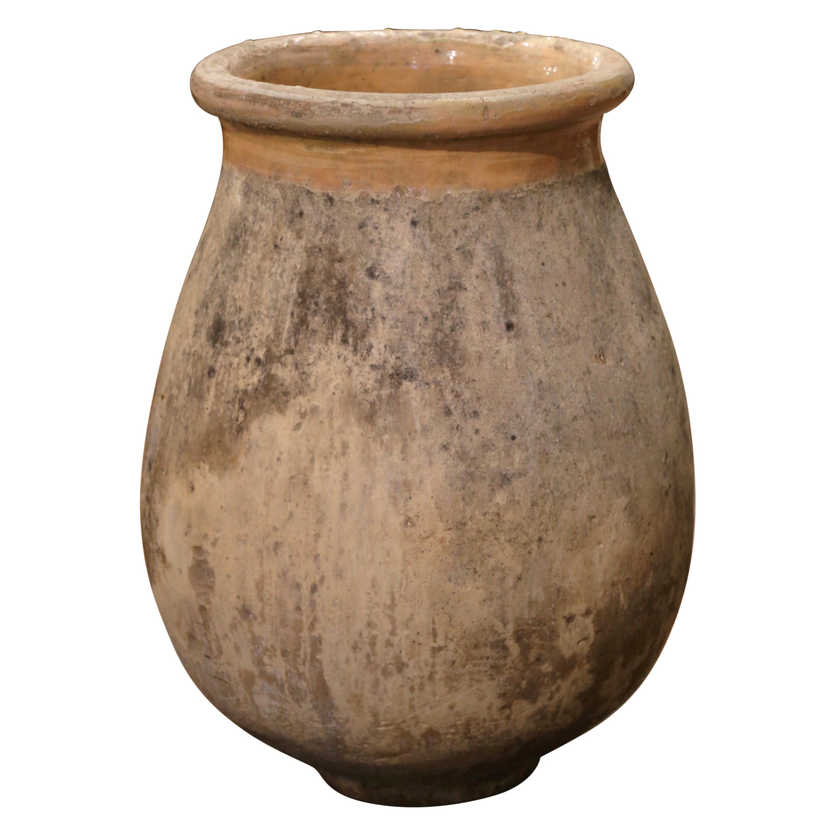 18th Century French Hand Crafted Terracotta Olive Jar from Provence For Sale