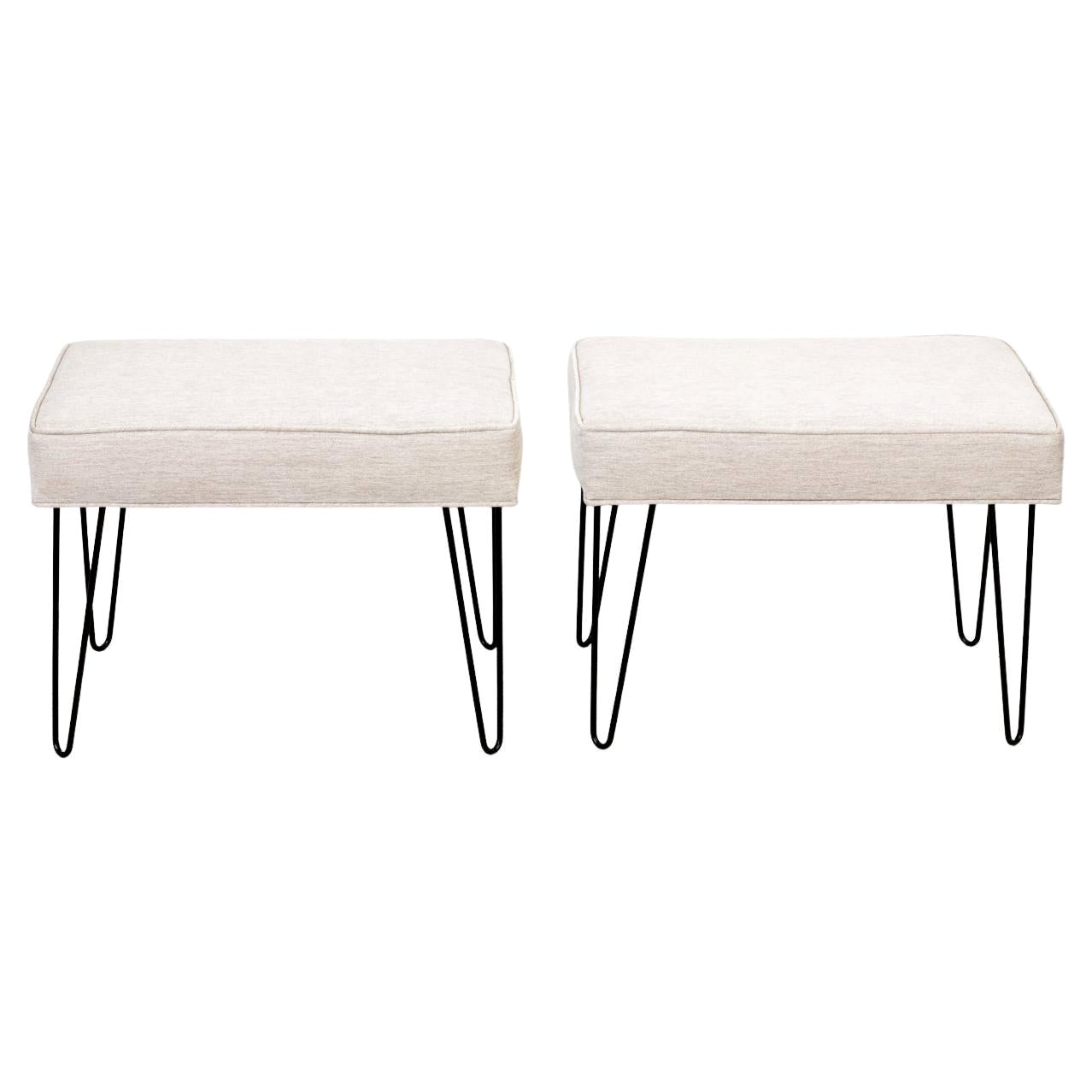 Pair of Custom Midcentury Style Hairpin Leg Benches For Sale