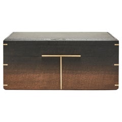 Fifty Cigar Solid Bog-Oak Humidor, Cedar Lining & Brass Jointing