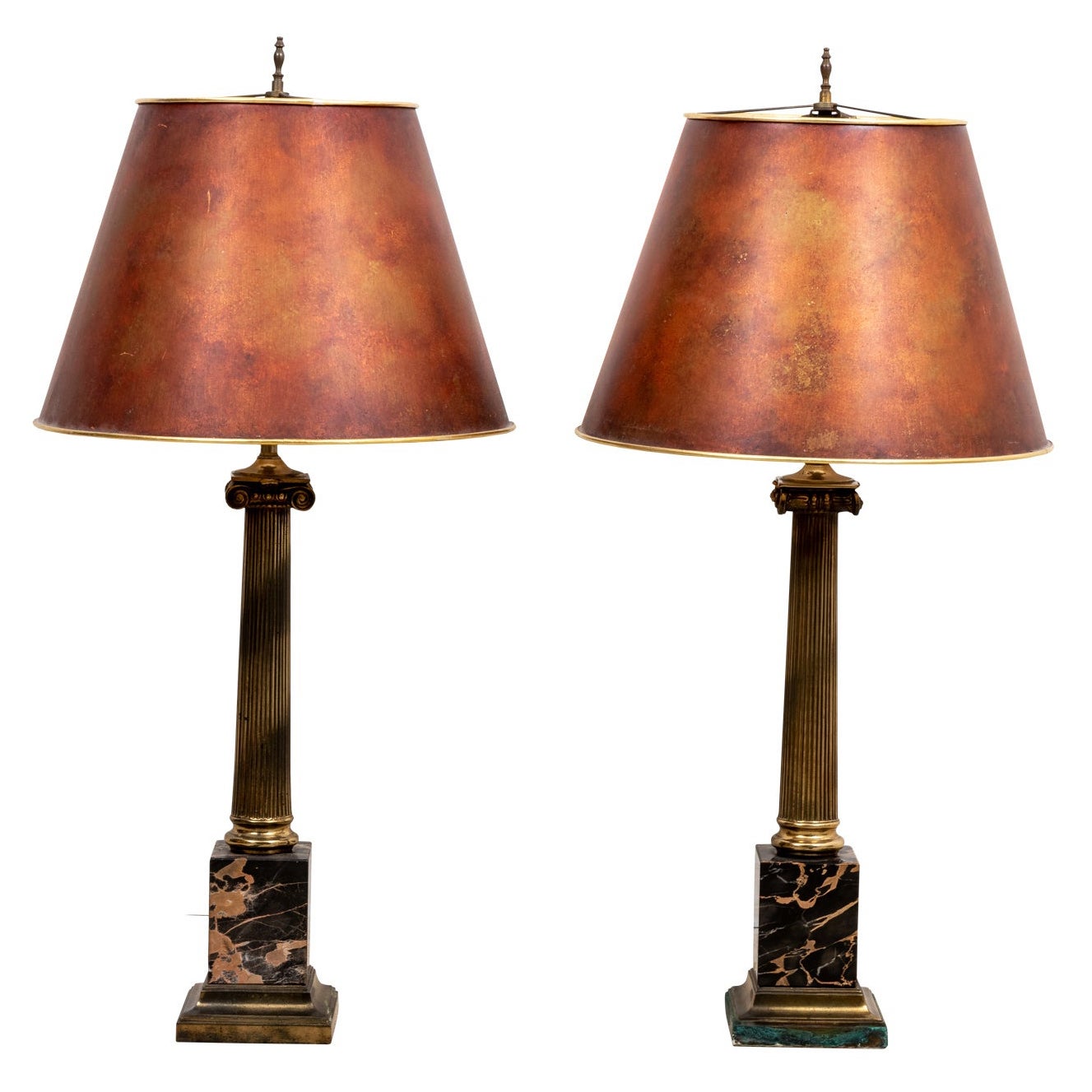 Large Bamboo Pair of Table Lamps with Brass Bases For Sale at 1stDibs