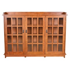 Stickley Mission Oak Arts & Crafts Triple Bookcase