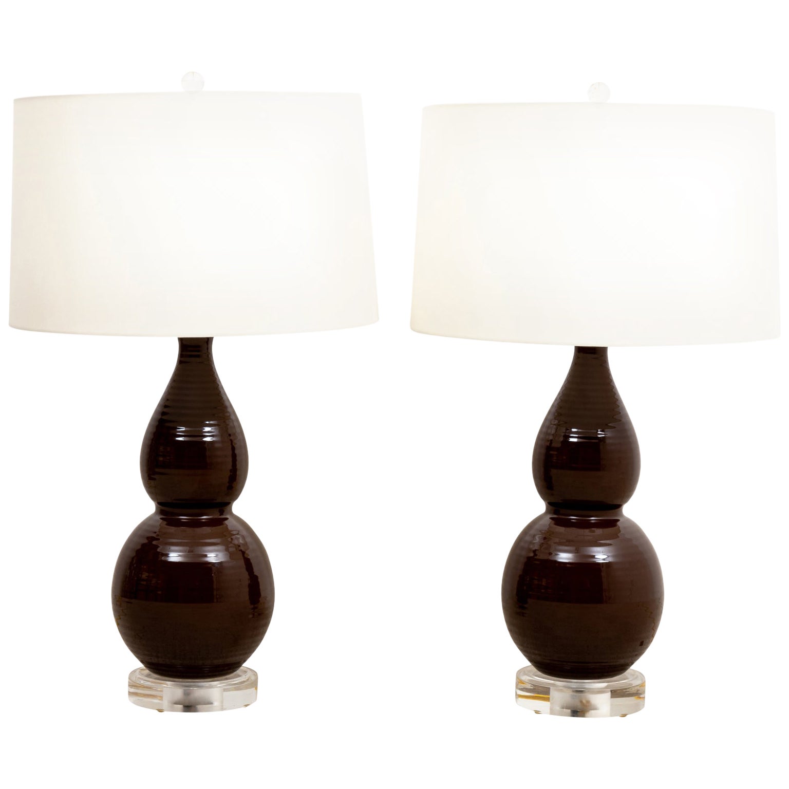 Pair of Chocolate Brown Double Gourd Table Lamps at 1stDibs chocolate