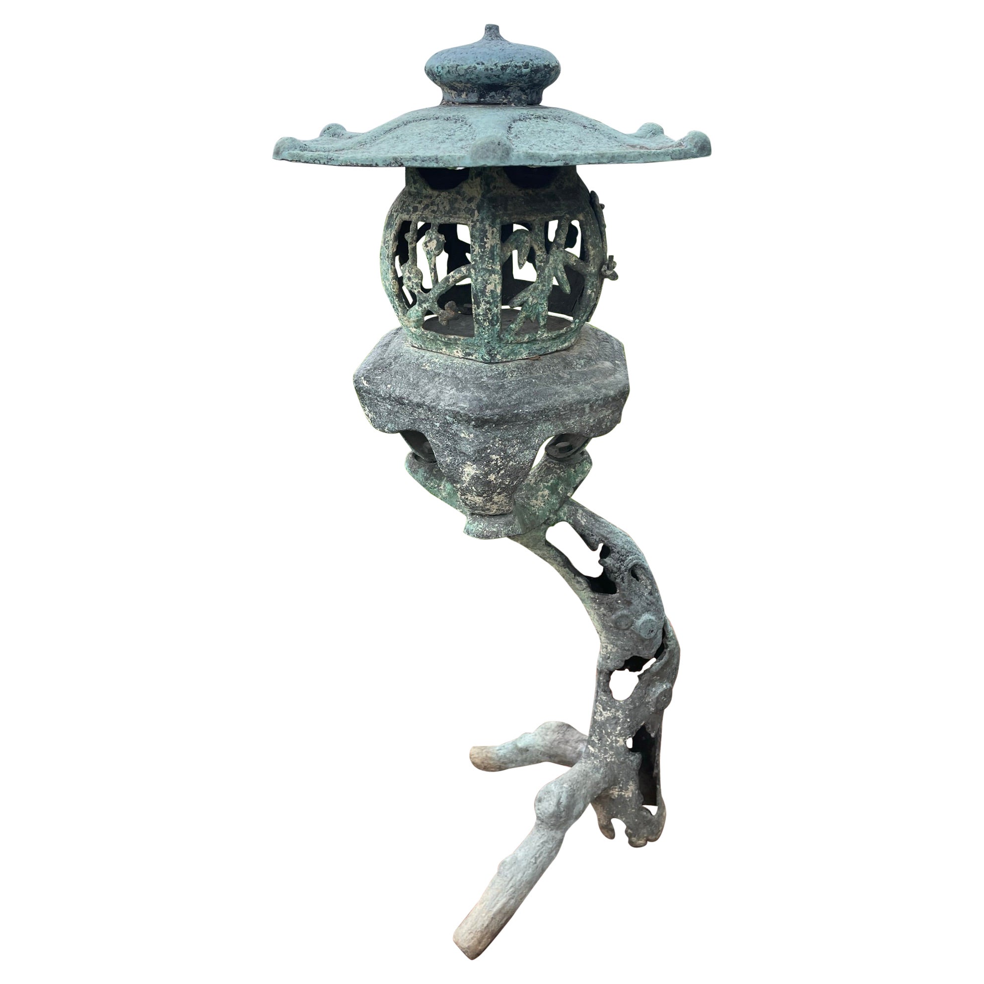 Japanese Old Blue Garden Lantern