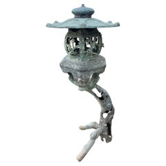 Vintage Japanese Old Blue Garden Lantern