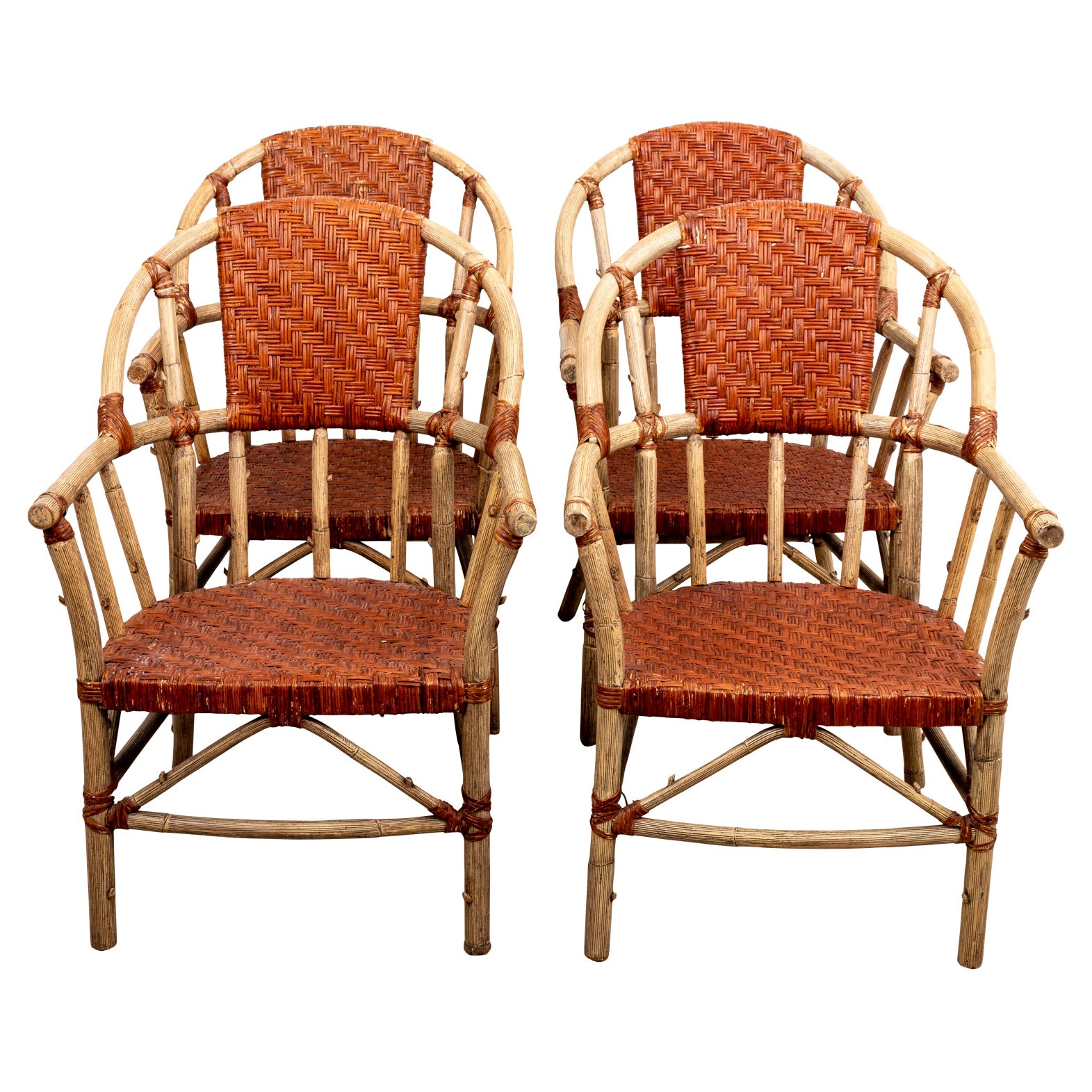 German Rattan Armchairs For Sale at 1stDibs