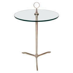 Cesare Lacca Style Stainless Steel & Round Glass Tripod Side Table, Italy, 1950