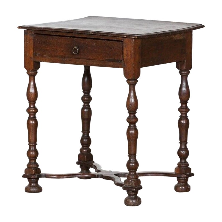 17thC William & Mary Oak & Fruitwood Lowboy Side Table For Sale