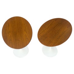 Pair of Knoll Saarinen Oval Walnut Tulip Side End Tables Stands Mint!