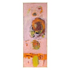 Pink Mid-Century Brutalist Original Abstract Painting by San Francisco Artist