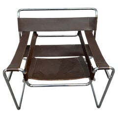 Mid-Century Modern Vintage Brown Leather Wassily Lounge Chair