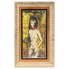 Charles Levier Original Mid Century Female Nude Painting Beverly Hills Estate
