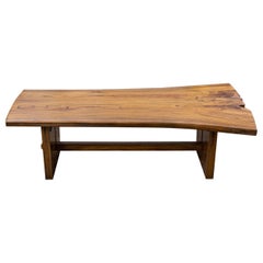 Solid Teak Book-Matched Live Edge Coffee Table Autumn Smooth