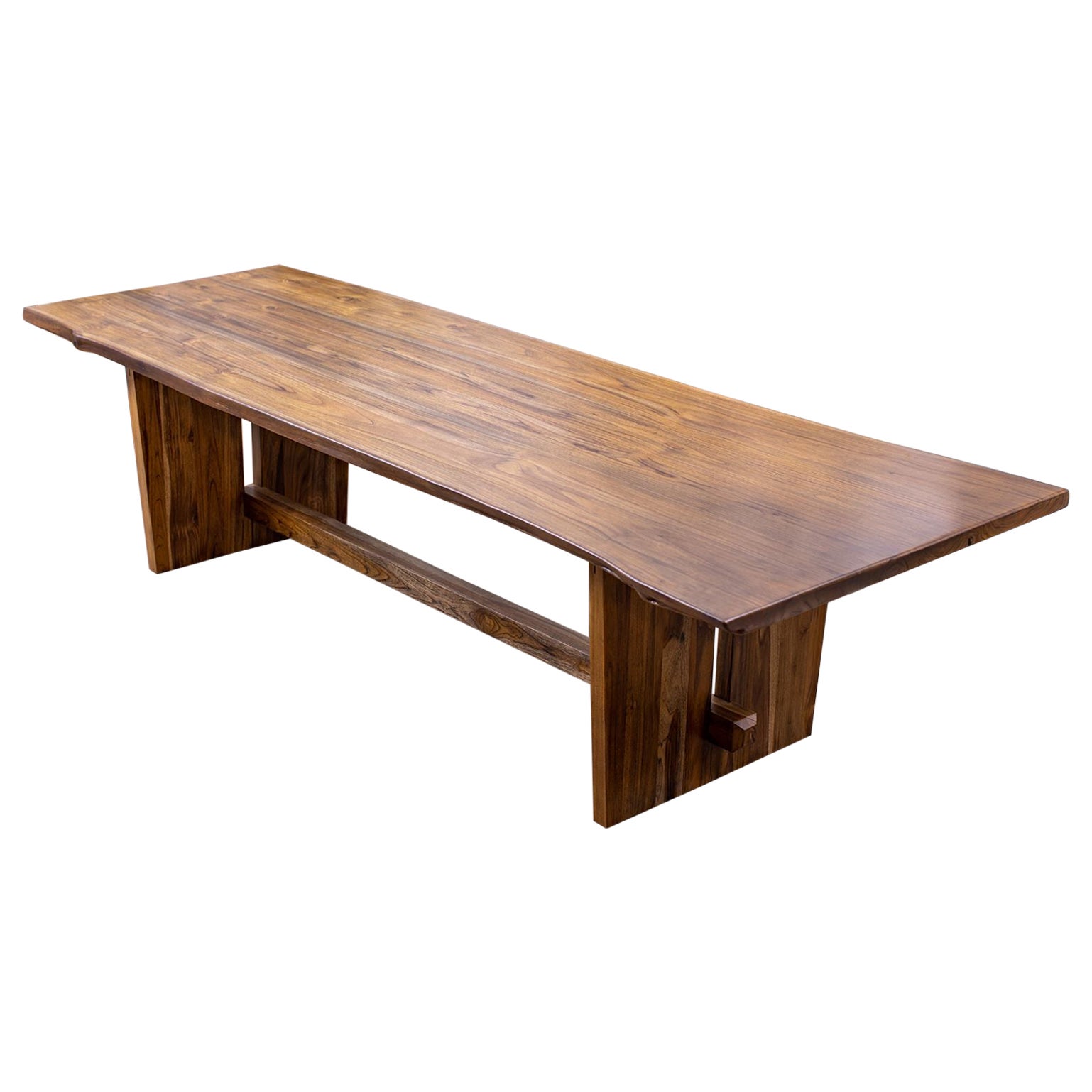 Solid Teak Book-Matched Live Edge Dining Table For Sale